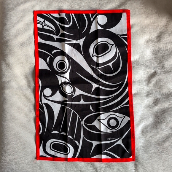 Cotton Kitchen Towel Double Headed Sea Serpent Indigenous Design by Chazz Mack - Picture 1 of 4